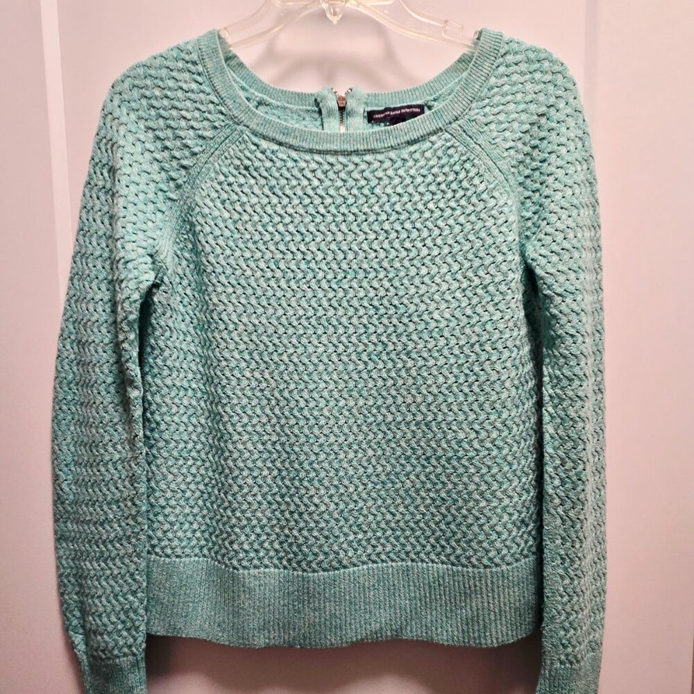 AMERICAN EAGLE OUTFITTERS Women's Basketweave w/Zip-Up Knit Sweater - Medium